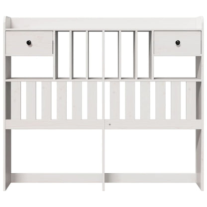 Headboard with storage white 135 cm solid pine