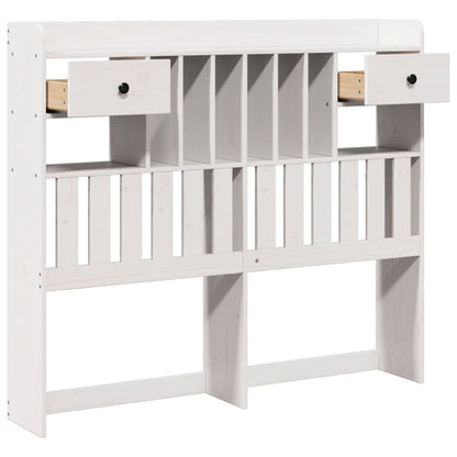 Headboard with storage white 135 cm solid pine