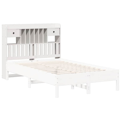 Headboard with storage white 135 cm solid pine