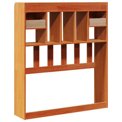 Headboard with storage wax brown 100 cm solid pine