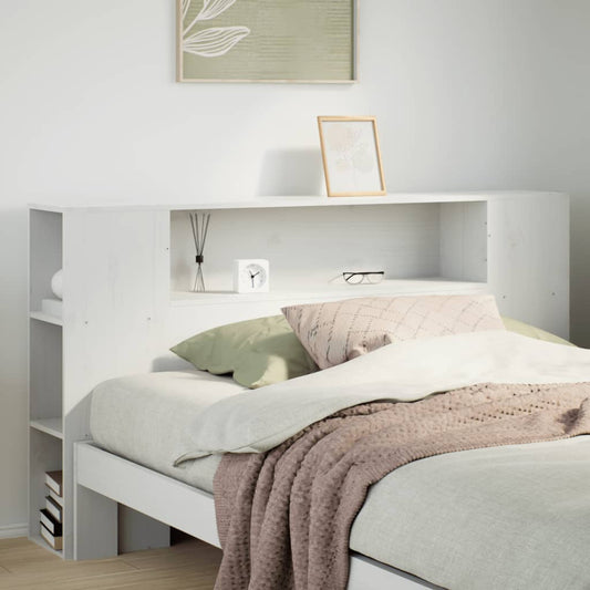 Headboard with storage white 160 cm solid pine