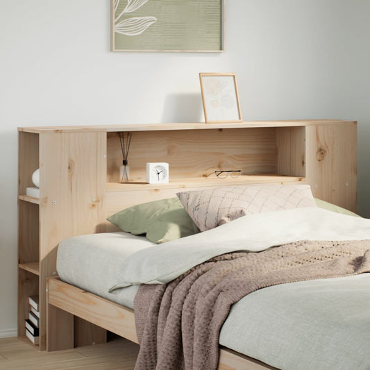 Headboard with storage 140 cm solid pine