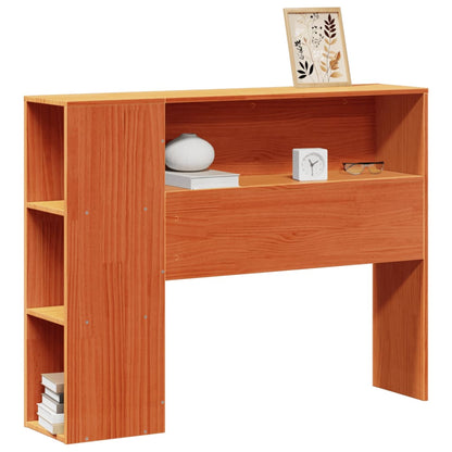 Headboard with storage wax brown 100 cm solid pine