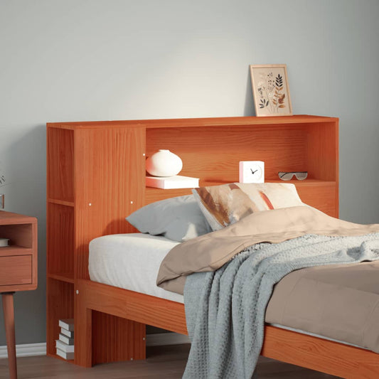 Headboard with storage wax brown 100 cm solid pine