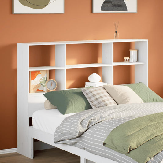 Headboard with storage white 150 cm solid pine