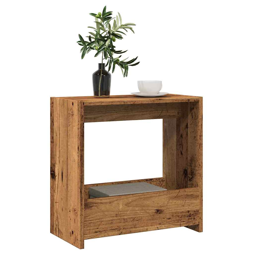 Side table aged wood 50x26x50 cm engineered wood