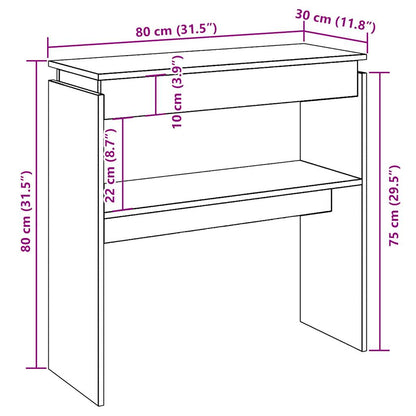 Console table artisan oak 80x30x80 cm engineered wood