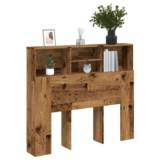 Headboard with storage, aged wood, 120x19x103.5cm, engineered wood