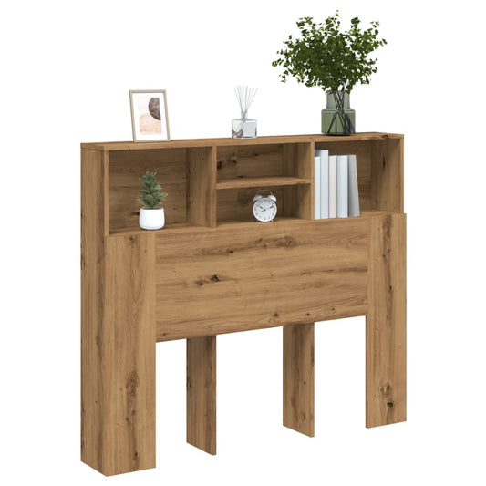 Headboard with storage artisian oak 120x19x103.5 cm engineered wood