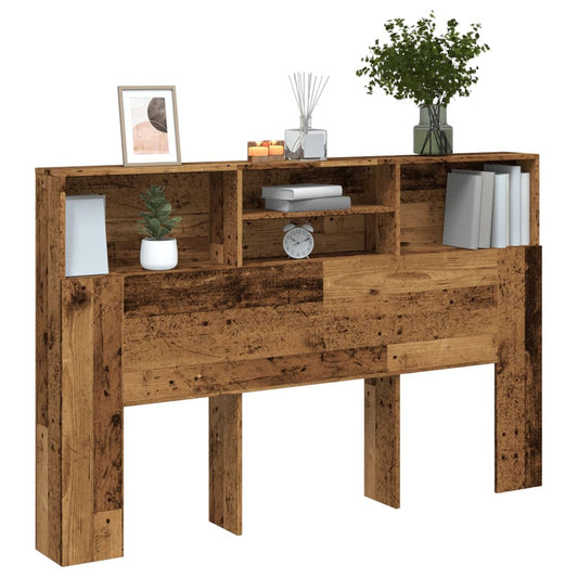Headboard with storage, aged wood, 160x19x103.5cm, engineered wood