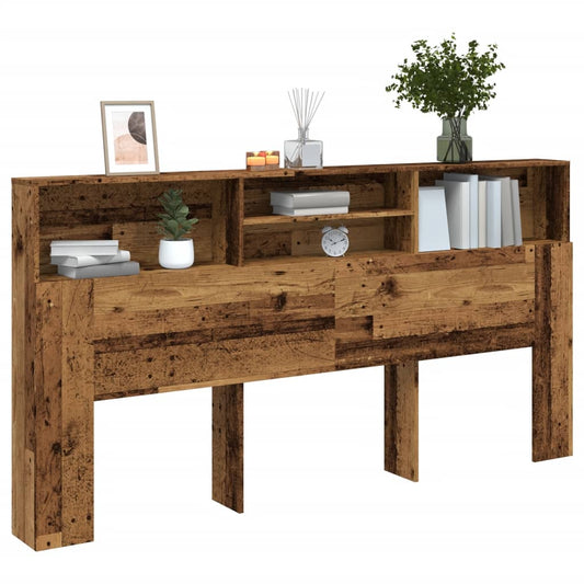 Bed headboard with storage aged wood 200x19x103.5cm engineered wood