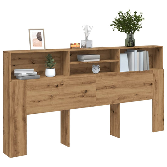 Headboard with storage artisian oak 200x19x103.5 cm engineered wood