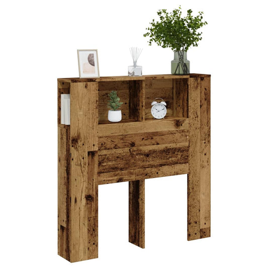 Bed headboard with storage, aged wood, 100x19x104.5cm, engineered wood