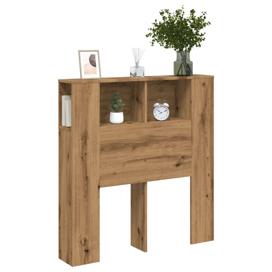 Bed headboard with storage oak 100x19x104.5 cm engineered wood