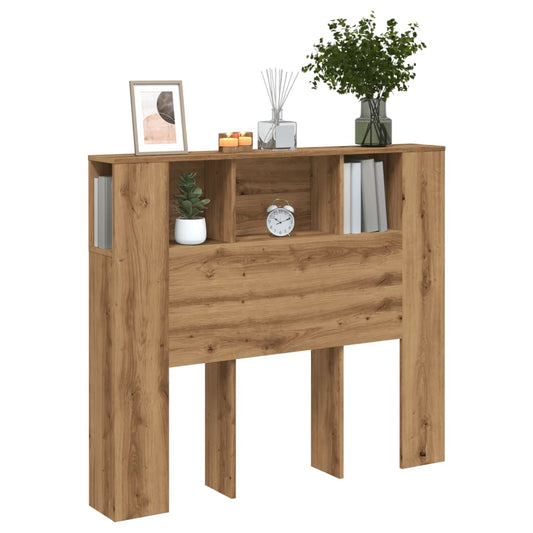 Headboard with storage oak 120x19x104.5 cm engineered wood