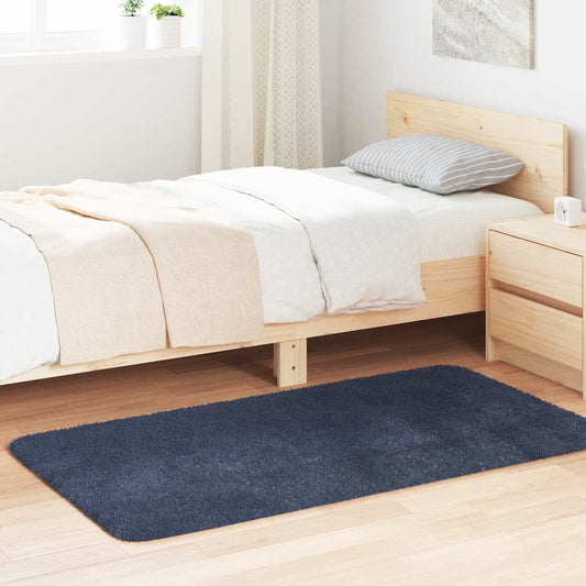 Long pile rug NAVARRA navy blue 80x150 cm polyester