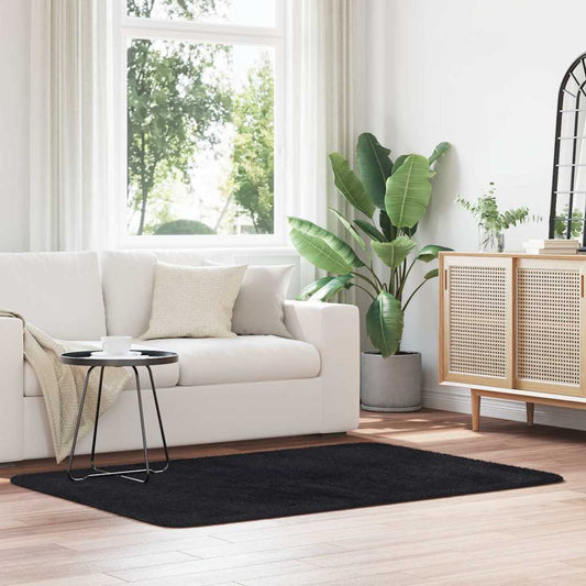 Ryamatta med lång lugg NAVARRA svart 120x170 cm polyester