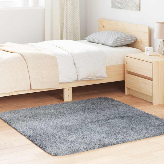 Long pile rug NAVARRA silver grey 120x120 cm polyester