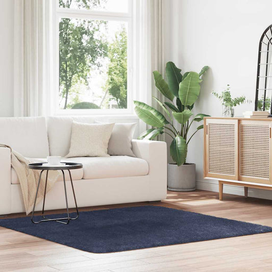 Long pile rug NAVARRA navy blue 160x160 cm polyester