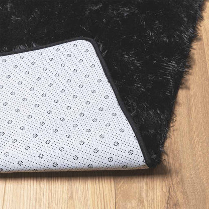 Long pile rug NAVARRA black 240x240 cm polyester