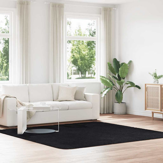 Long pile rug NAVARRA black 240x240 cm polyester