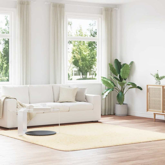 Long pile rug NAVARRA cream white 240x240 cm polyester