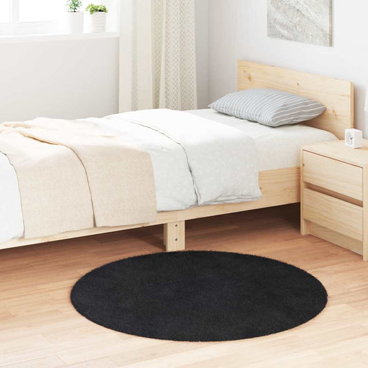 Long pile rug NAVARRA black 100x100 cm polyester