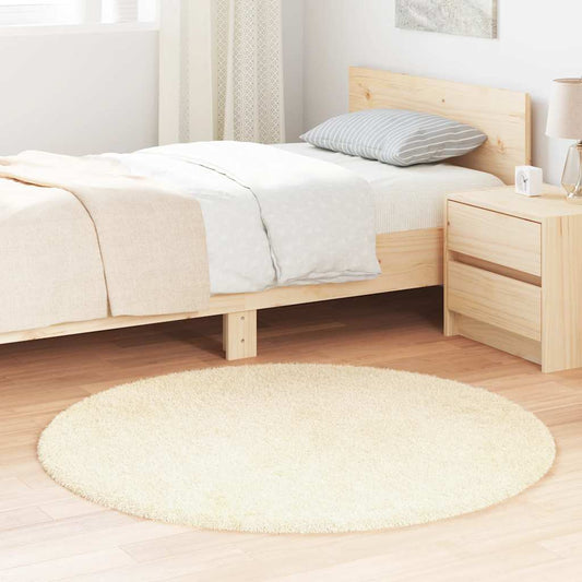 Long pile rug NAVARRA cream white 120x120 cm polyester
