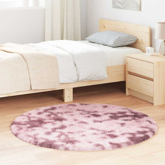 Long pile rug NAVARRA dusty pink 120x120 cm polyester
