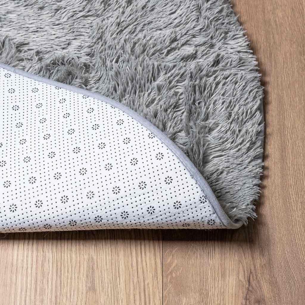 Long pile rug NAVARRA silver grey 200x200 cm polyester