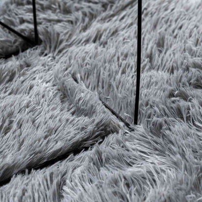 Long pile rug NAVARRA silver grey 200x200 cm polyester