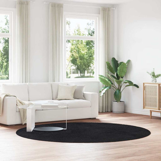 Long pile rug NAVARRA black 240x240 cm polyester