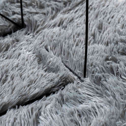 Long pile rug NAVARRA silver grey 240x240 cm polyester