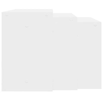 Set of 3 tables, white engineered wood