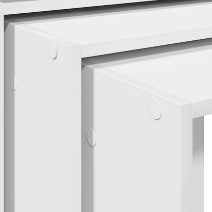 Set of 3 tables, white engineered wood