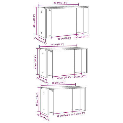 Set of 3 tables, white engineered wood