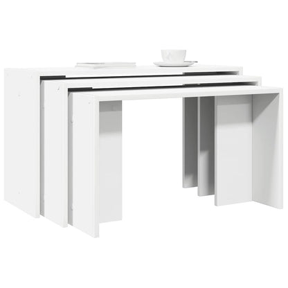 Set of 3 tables, white engineered wood