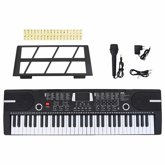Piano elektriskt tangentbord 61 tangenter och notställ för barn
