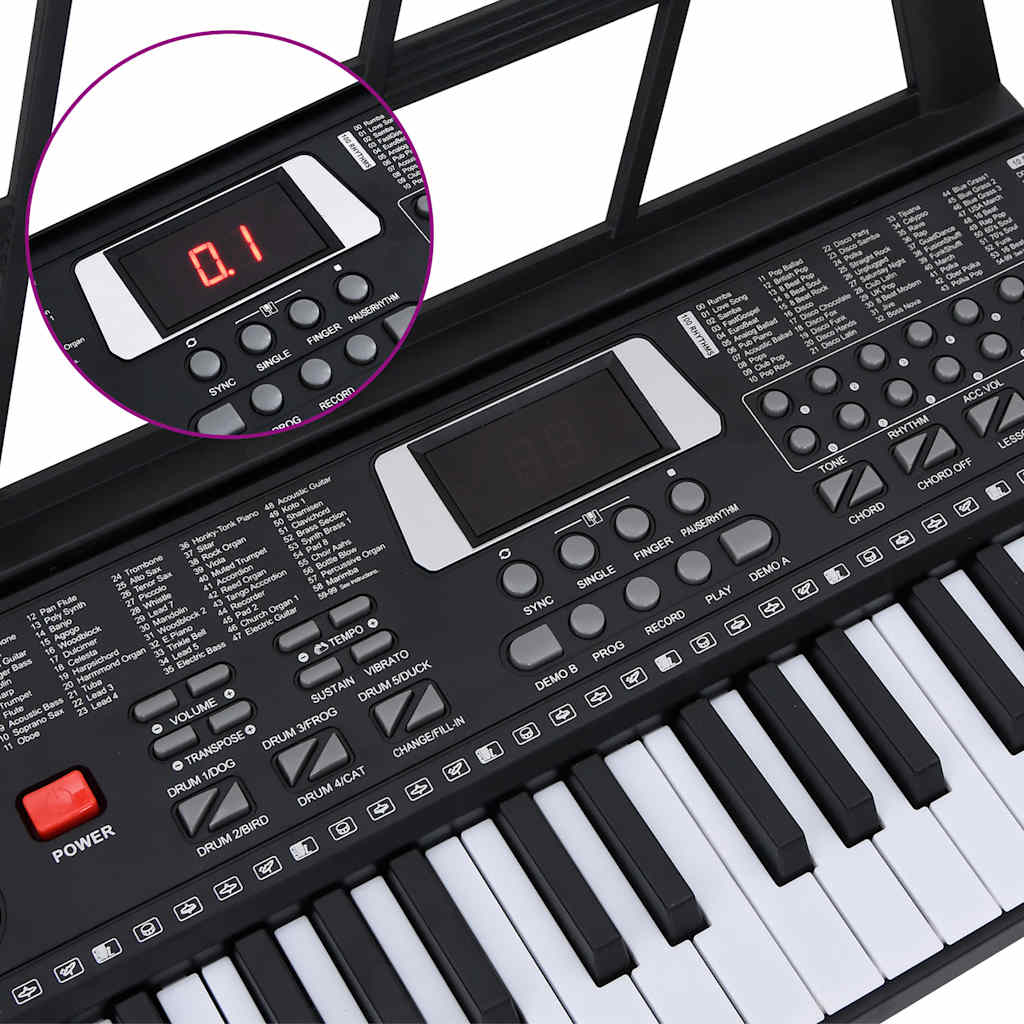 Piano elektriskt tangentbord 61 tangenter och notställ för barn