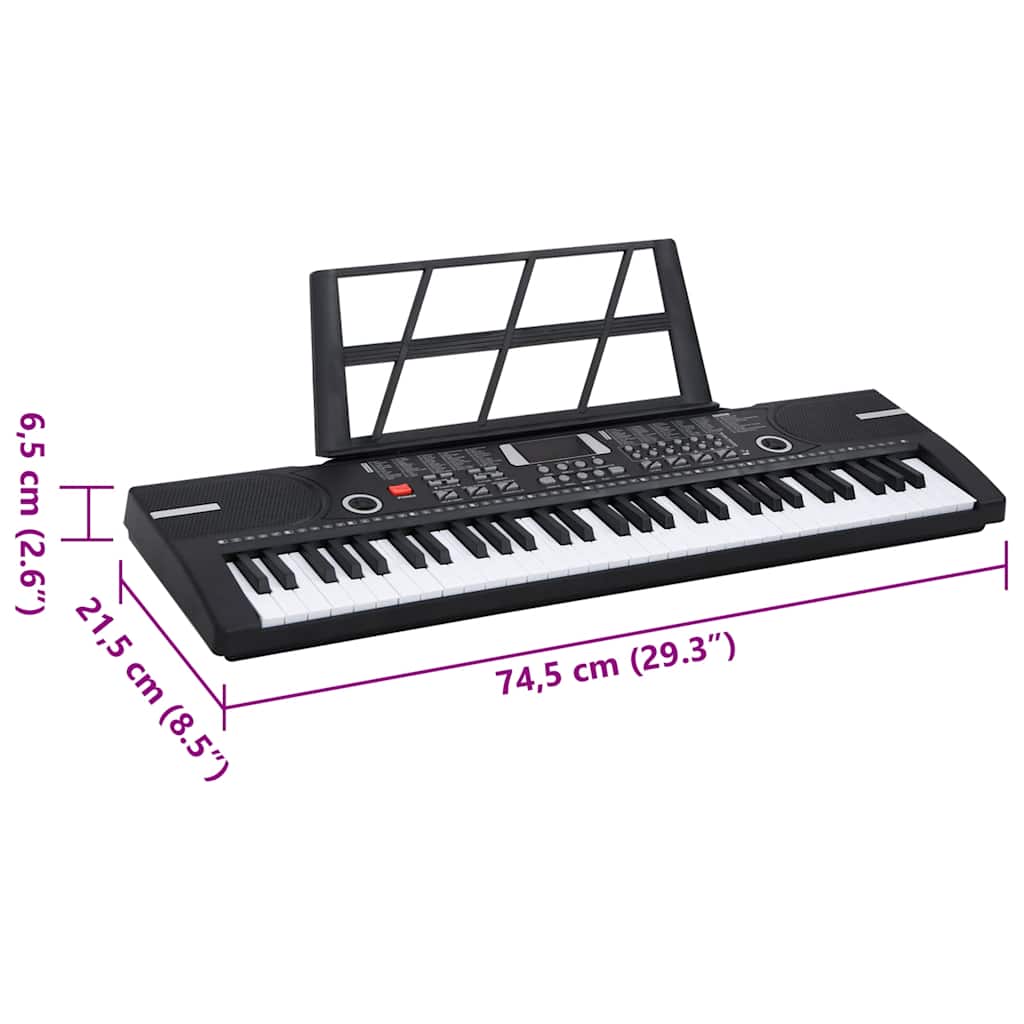 Piano elektriskt tangentbord 61 tangenter och notställ för barn