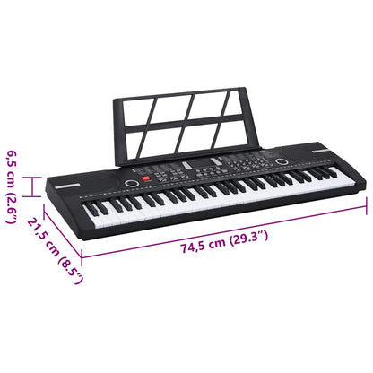 Piano elektriskt tangentbord 61 tangenter och notställ för barn