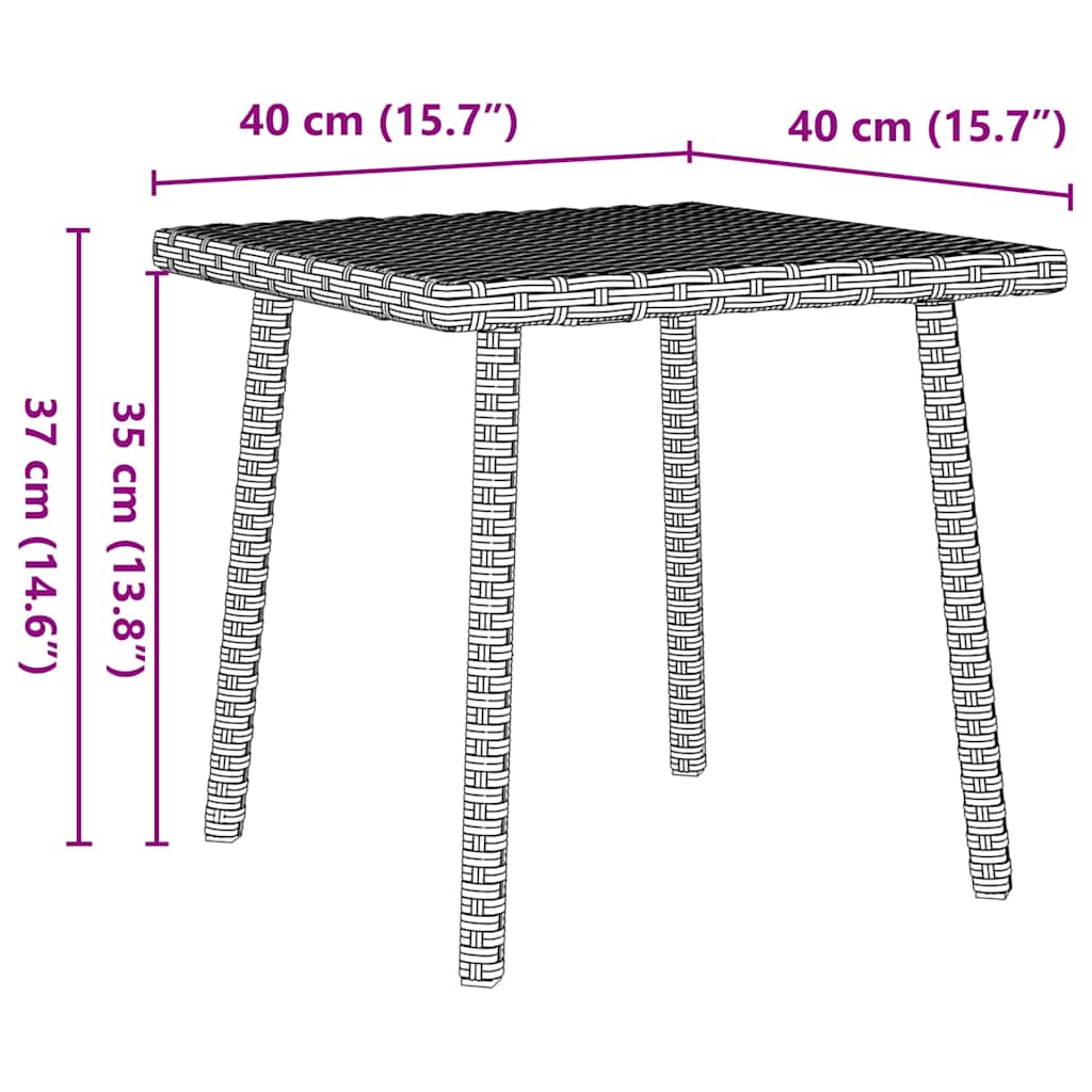 Soffbord för trädgården rektangulärt ljusgrå 40x40x37 cm