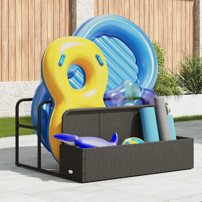 Floating storage by the pool black 110x100x57 cm synthetic rattan