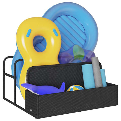 Floating storage by the pool black 110x100x57 cm synthetic rattan