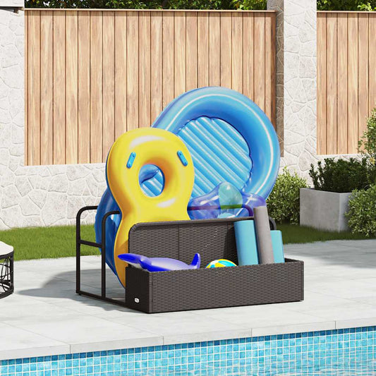 Floating storage by the pool black 110x100x57 cm synthetic rattan