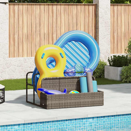 Pool float storage grey 110x100x57 cm synthetic rattan