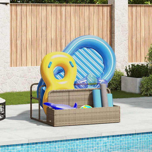 Poolside storage with float beige 110x100x57 cm