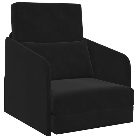 golvsängsoffa 2-i-1 svart 65x80x83 cm sammet